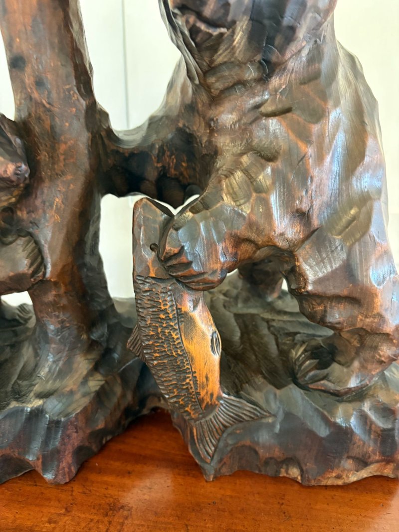 Unusual large Antique Edwardian Japanese Carved Linden Wood Bear - Image 7